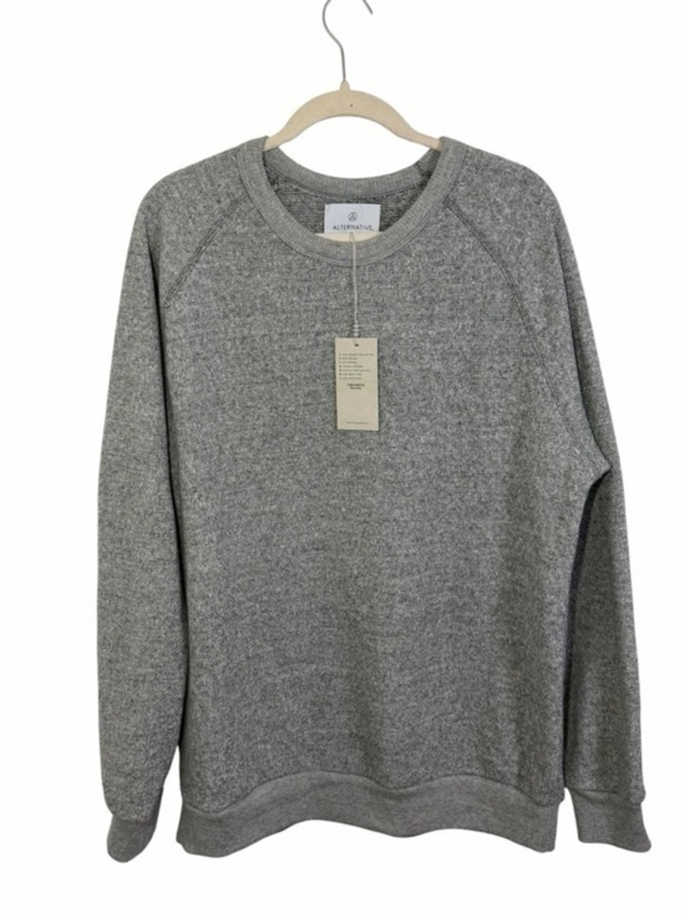 Alternative Apparel Eco Grey Crewneck Sweatshirt Soft Pima Cotton Pullover NWT